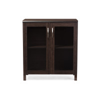 Baxton Studio SR 890006-Wenge Sintra Sideboard Storage Cabinet with Glass Doors in Dark Brown